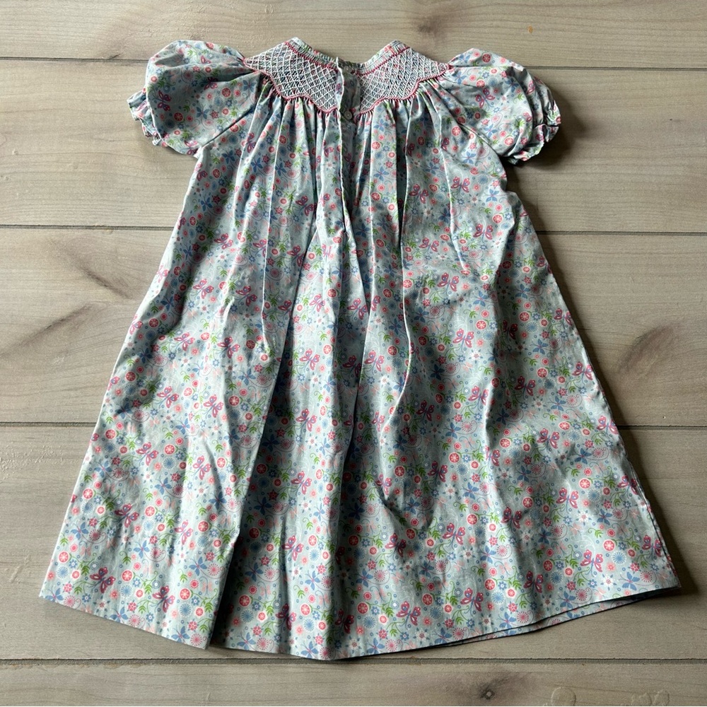NWOT Petit Ami Floral Butterfly Smocked Dress with Pearl Accents - Picture 3 of 3